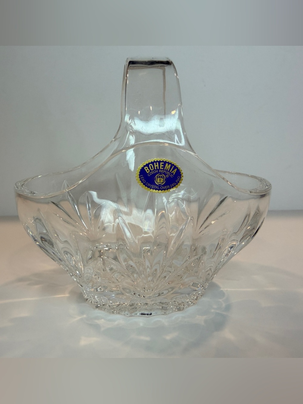 Clear Crystal Glass Basket Vase - Clear